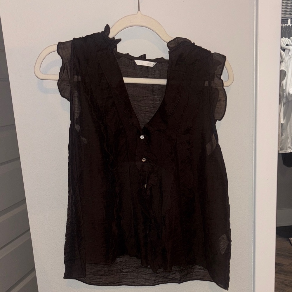 Zara Semi-Sheer Ruffle Top